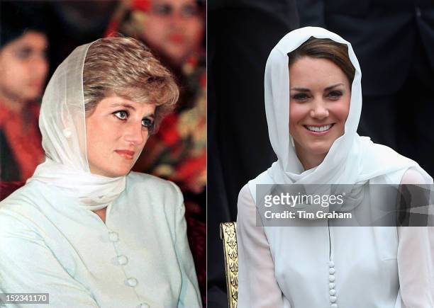 In this composite image a comparison has been made between Princess Diana and Catherine, Duchess of Cambridge . Catherine donned a headscarf and...