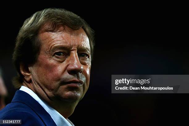 Dynamo Kiev Manager, Yuri Semin looks on during the UEFA Champions League match between Paris Saint-Germain FC and FC Dynamo Kiev at Parc des Princes...