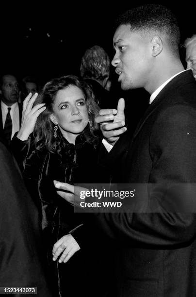 Stockard Channing and Will Smith attend an event at the Los Angeles County Museum of Art in Los Angeles, California, on December 8, 1993.