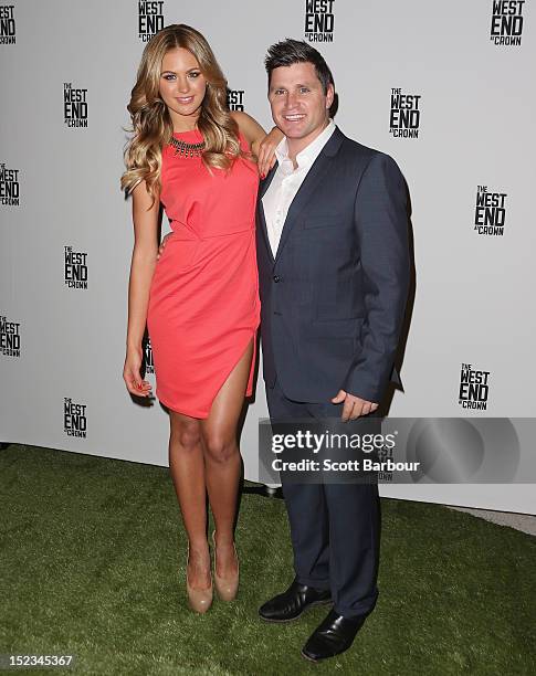 Jesinta Campbell and Shane Crawford attend Footy at The West End on September 19, 2012 in Melbourne, Australia.