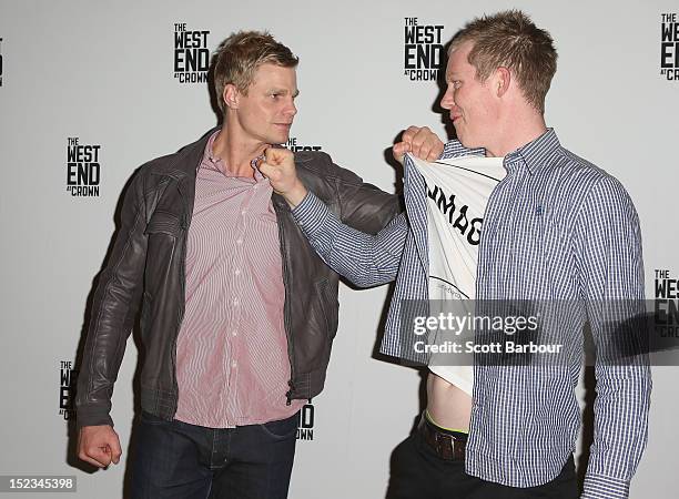 Players Nick Riewoldt and Jack Riewoldt attend Footy at The West End on September 19, 2012 in Melbourne, Australia.