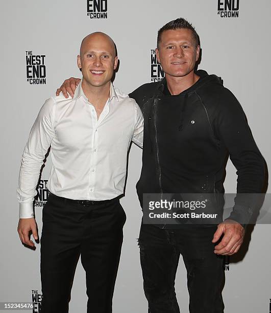 Boxer Danny Green and AFL player Gary Ablett attend Footy at The West End on September 19, 2012 in Melbourne, Australia.