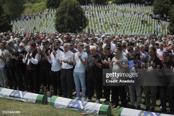 Thousands gather at memorial cemetery to mark 28th anniversary of 1995 massacre, in Srebrenica, Bosnia and Herzegovina on July 11, 2023. Marking the...