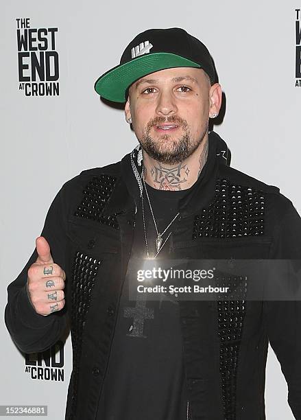 Benji Madden of Good Charlotte attends Footy at The West End on September 19, 2012 in Melbourne, Australia.