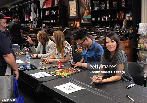 Cast of "The Victim" participates in the DVD Signing for Anchor Bay's "The Victim" Michael Biehn directorial debut held at Dark Delicacies on...