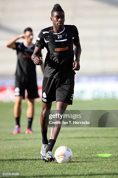 Sammy Ameobi of Newcastle United during a training session at Stadium Dos Barreiros on September 19 in Funchal, Portugal