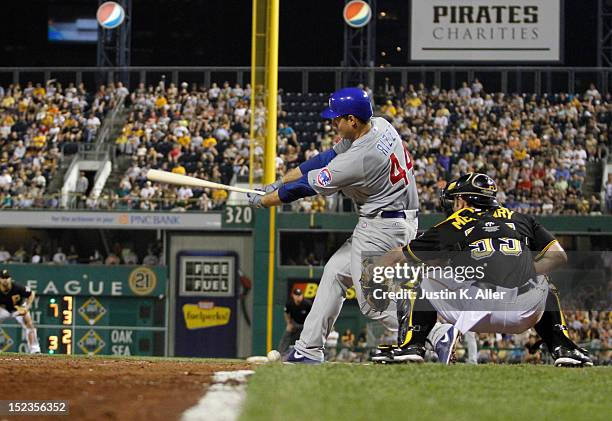 Anthony Rizzo of the Chicago Cubs bats against the Pittsburgh Pirates during the game on September 7, 2012 at PNC Park in Pittsburgh, Pennsylvania.