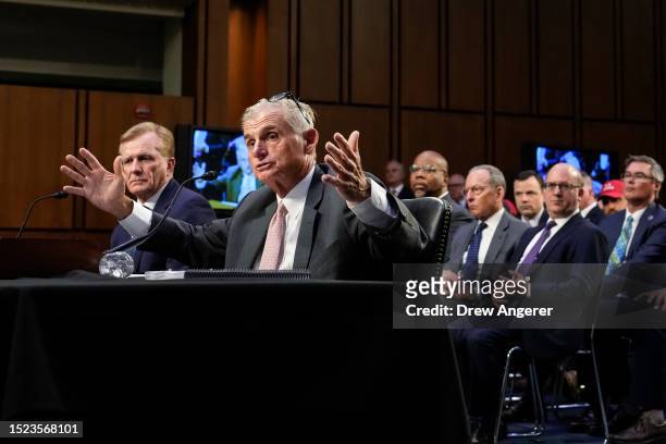 Chief Operating Officer of the PGA Tour Ron Price and PGA Tour Policy Board member Jimmy Dunne testify during a Senate Homeland Security Subcommittee...