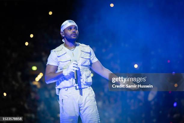 Abel 'The Weeknd' Tesfaye performs live at the London Stadium as part of his After Hours til Dawn Tour on July 7, 2023 in London, England.