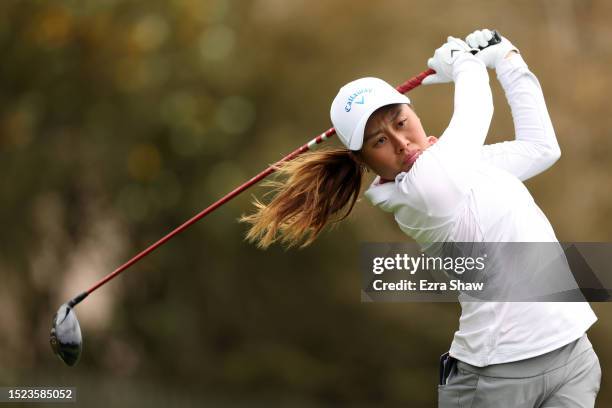 Amateur Jeneath Wong of Malaysia plays her shot from the 15th tee during the second round of the 78th U.S. Women's Open at Pebble Beach Golf Links on...