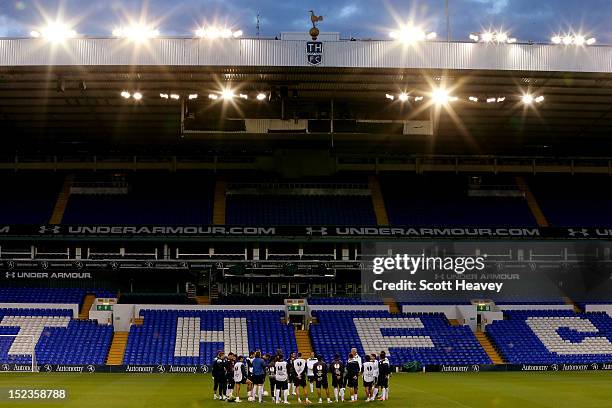 General view of the Lazio team during a training session ahead of their Europa League match with Tottenham Hotspur on September 19, 2012 in London,...