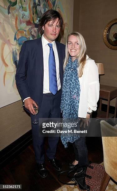 Harry Lopes and Laura Lopes attend a cocktail party hosted by new Editor-in-Chief of Harper's Bazaar UK Justine Picardie, Manolo Blahnik and Penelope...