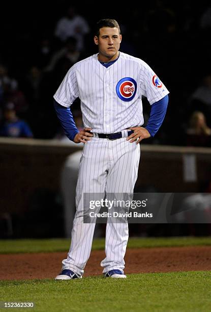 Anthony Rizzo of the Chicago Cubs plays against the Cincinnati Reds on September 18, 2012 at Wrigley Field in Chicago, Illinois.