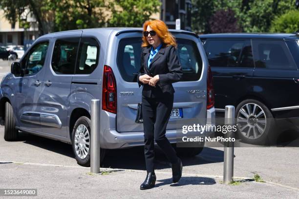 Bedy Moratti attends the funeral of Spanish professional footballer and manager Luis Suarez Miramontes celebrated at the Chiesa di San Giuseppe...