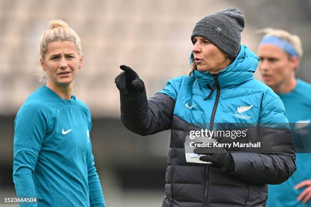 Football Fern Annalie Longo during a New Zealand Football Ferns training session at McLean Park on July 08, 2023 in Napier, New Zealand.