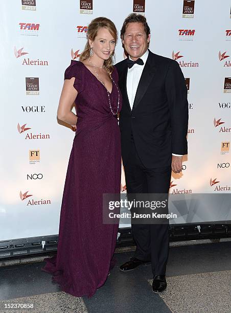 Actress Uma Thurman and Arpad Busson attend the Annual Brazil Foundation Gala Party at the American Museum of Natural History on September 19, 2012...