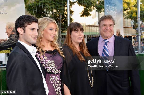 Molly Evangeline Goodman, Annabeth Hartzog and actor John Goodman arrive at the "Trouble With The Curve" Premiere at Mann's Village Theatre on...