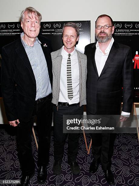 Guest, actor John Cameron Mitchell and filmmaker David France attend "How To Survive A Plague" New York premiere at the Angelika Film Center on...