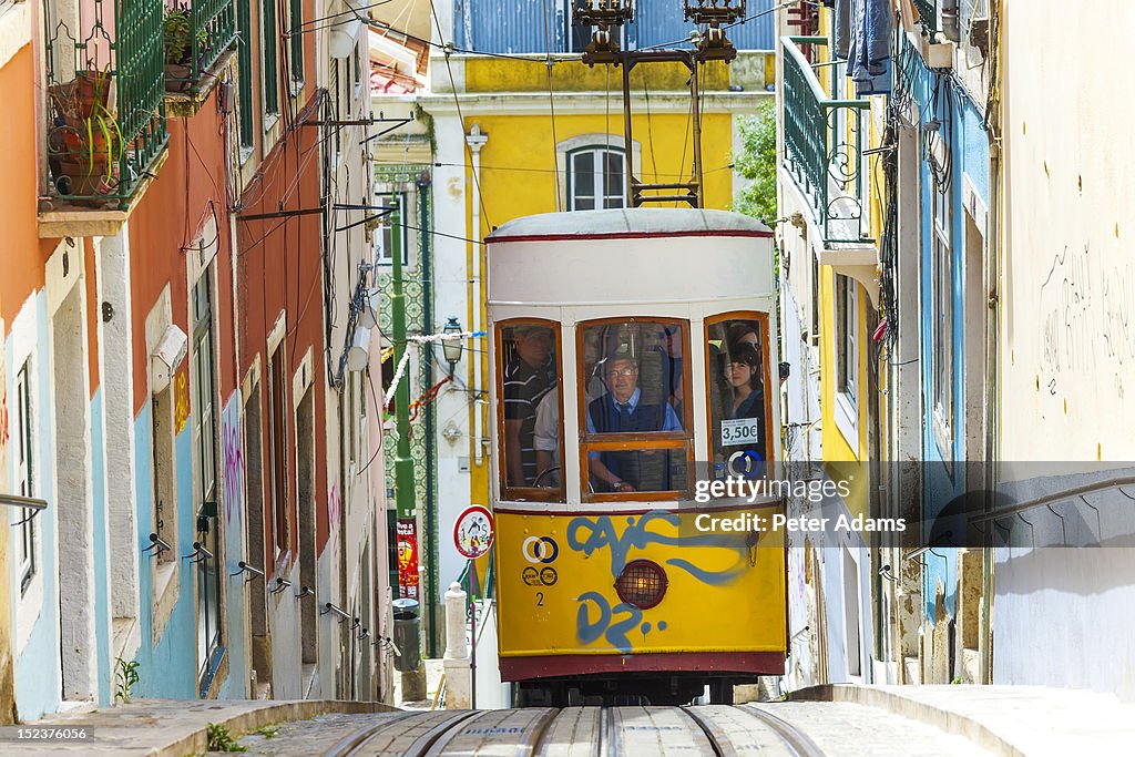 People on Tram, Barrio Alto, Lisbon, Portugal