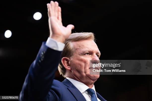 Ron Price, CCO of the PGA Tour, is sworn in during the Senate Homeland Security and Governmental Affairs Permanent Subcommittee on Investigations...