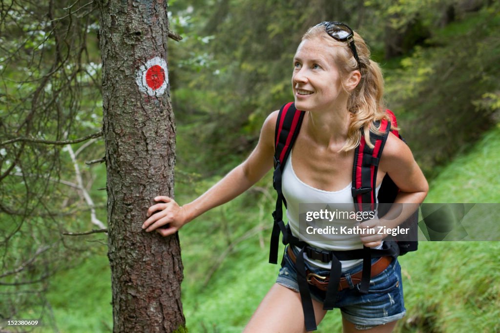 Woman hiking in the Austrian Alps