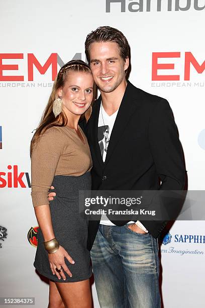 Alexander Klaws and Nadja Scheiwiller attend the European Music & Media Night in the East Hotel on September 19, 2012 in Hamburg, Germany.