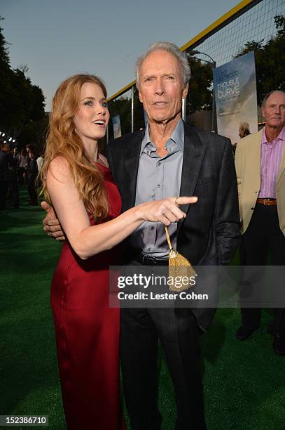 Actor/Producer Clint Eastwood and actress Amy Adams arrive at Warner Bros. Pictures' "Trouble With The Curve" premiere at Regency Village Theatre on...