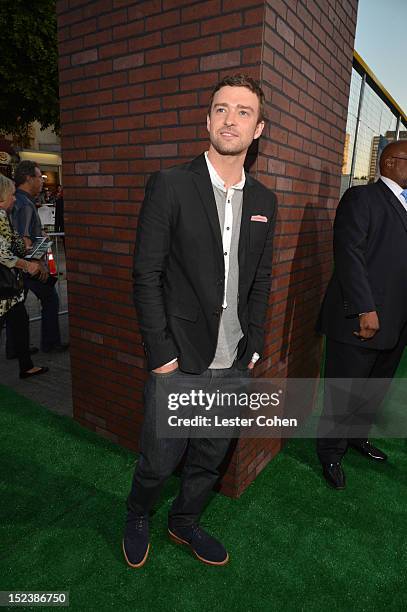 Actor Justin Timberlake arrives at Warner Bros. Pictures' "Trouble With The Curve" premiere at Regency Village Theatre on September 19, 2012 in...