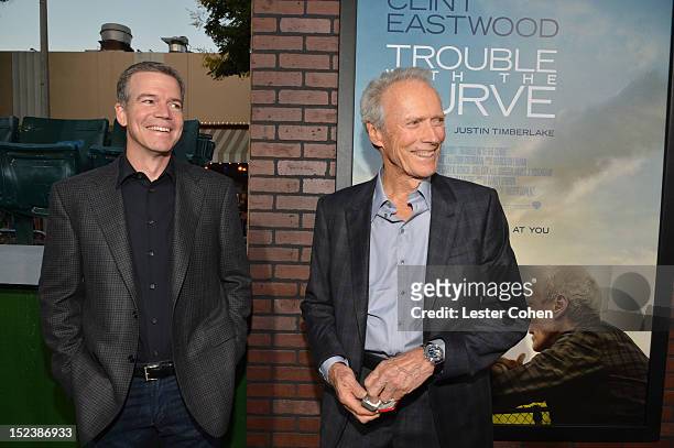 Director/Producer Robert Lorenz and Actor/Producer Clint Eastwood arrive at Warner Bros. Pictures' "Trouble With The Curve" premiere at Regency...