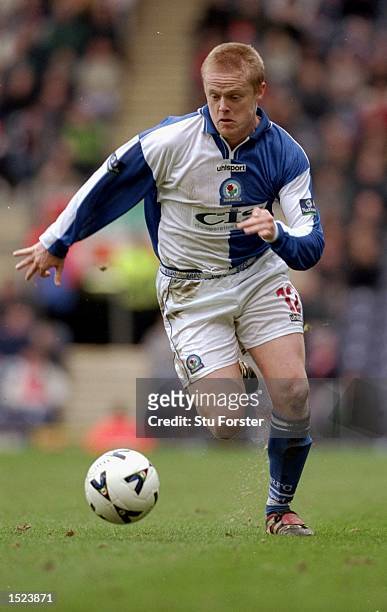 Damien Duff of Blackburn Rovers on the ball during the Nationwide League Division One match against Crewe Alexandra at Ewood Park in Blackburn,...