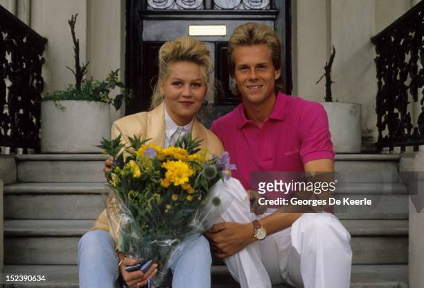 Swedish tennis player Stefan Edberg with his girlfriend Annette Olsen in London on July 1990.