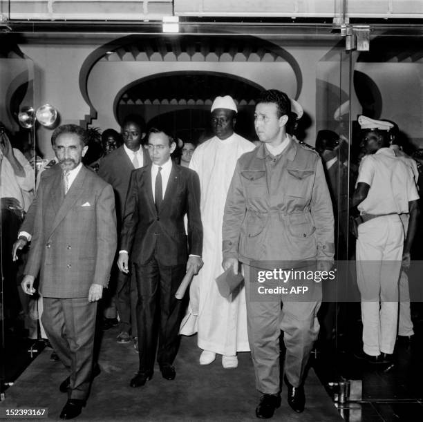 Picture released on October 31, 1963 in Addis-Abeba of Haile Selassie , emperor of Ethiopia and chairman of The Organisation of African Unity, Hassan...