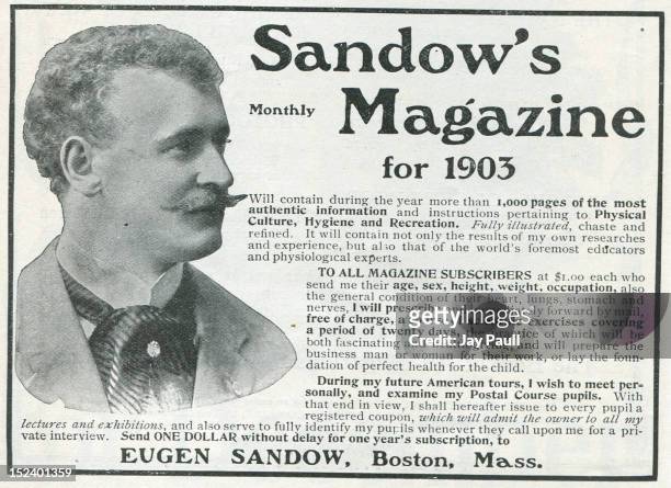 Advertisement for Sandow's Magazine, 1902. It was published by Eugen Sandow in Boston.