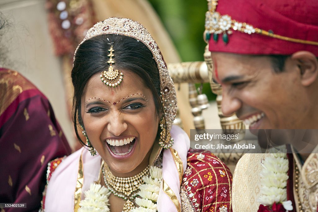 Indian bride and groom in traditional clothing