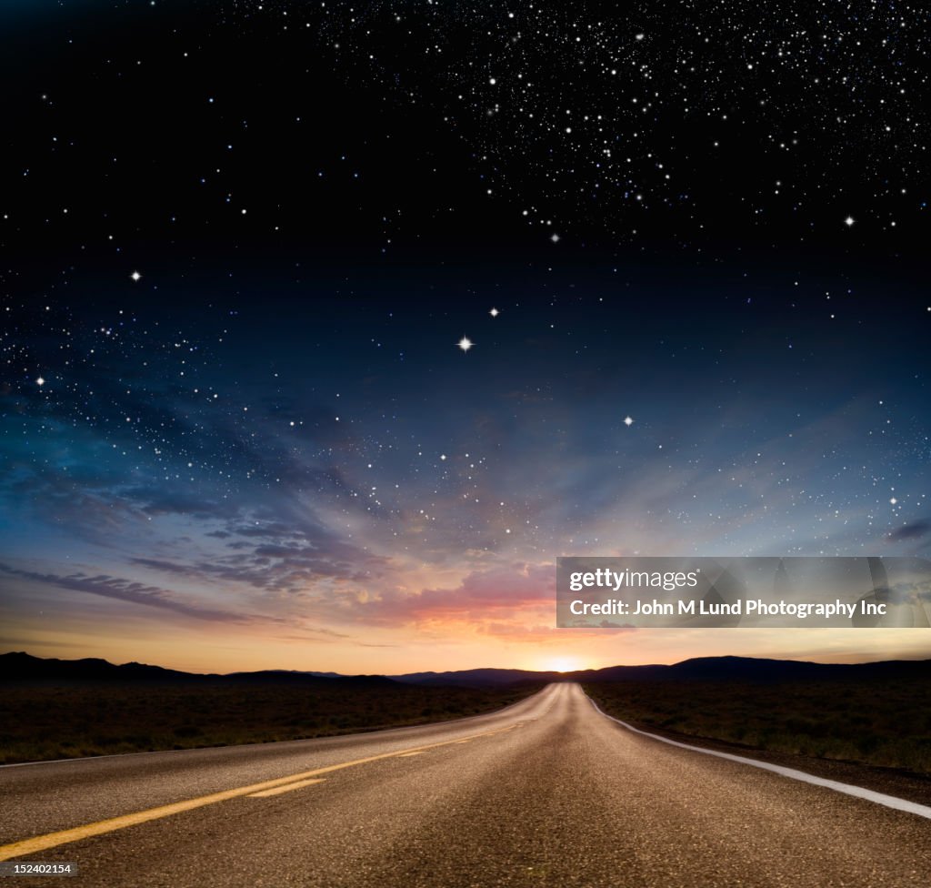 Stars over remote highway