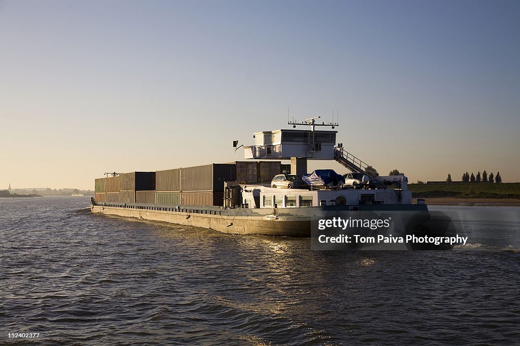 Freight containers on barge