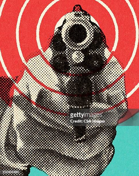 illustrazioni stock, clip art, cartoni animati e icone di tendenza di vicino di pistola - crimine