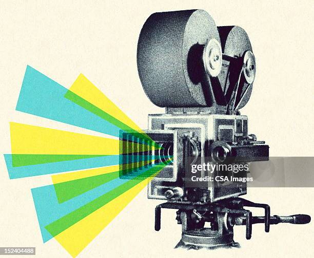 bildbanksillustrationer, clip art samt tecknat material och ikoner med movie projector - retrostil