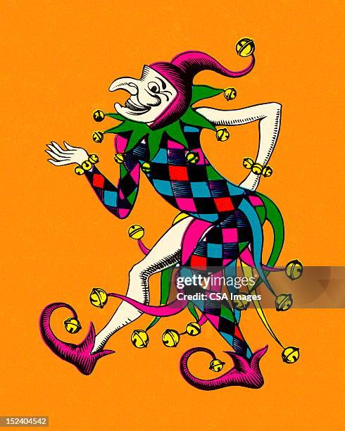 stockillustraties, clipart, cartoons en iconen met court jester - joker card