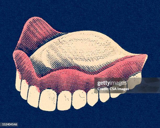 upper dentures - fake teeth stock illustrations