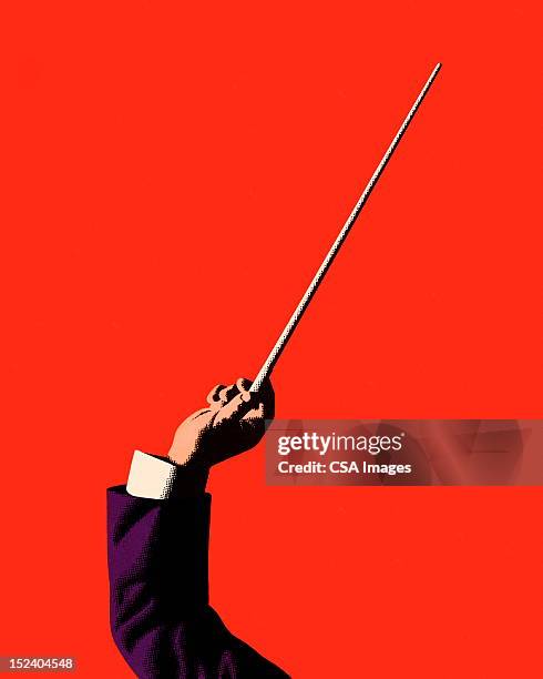 conductor holding baton - musical conductor stock illustrations