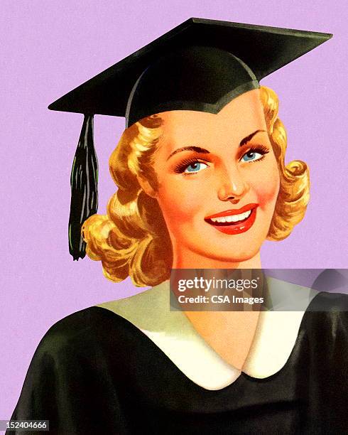 graduate wearing cap and gown - 短毛 幅插畫檔、美工圖案、卡通及圖標