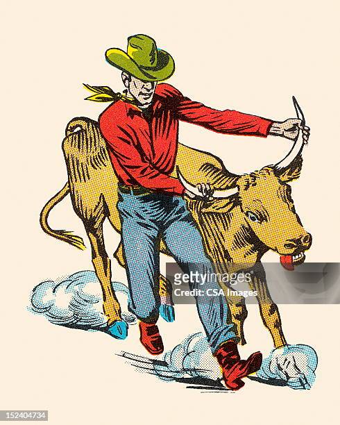 ilustraciones, imágenes clip art, dibujos animados e iconos de stock de cowboy lucha de una dirección - vintage wrestling