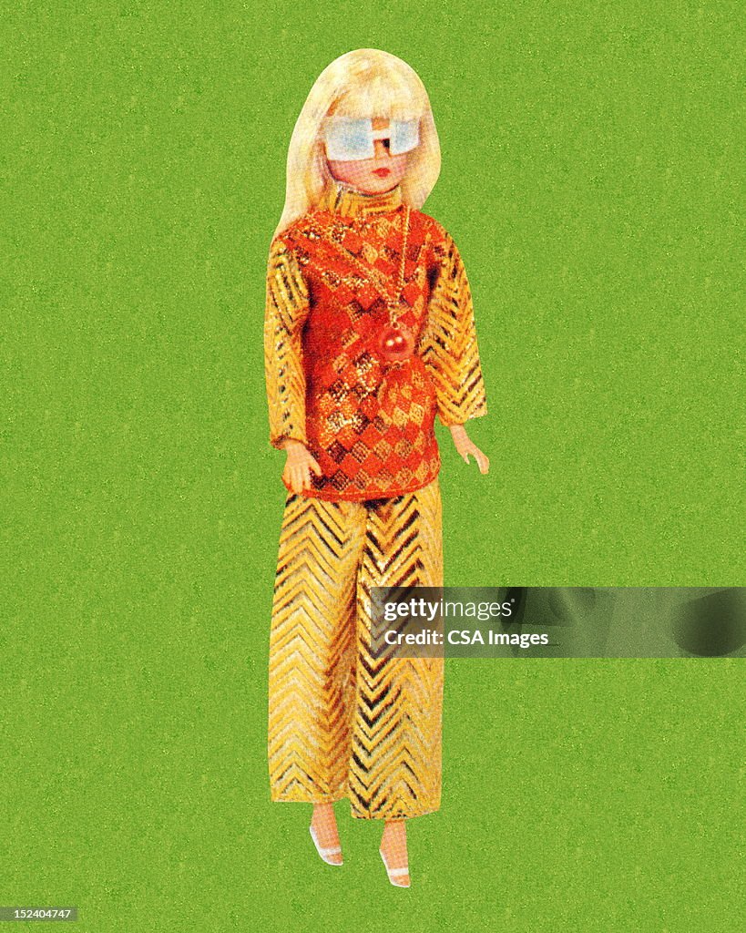Blonde Fashion Doll Wearing Sunglasses
