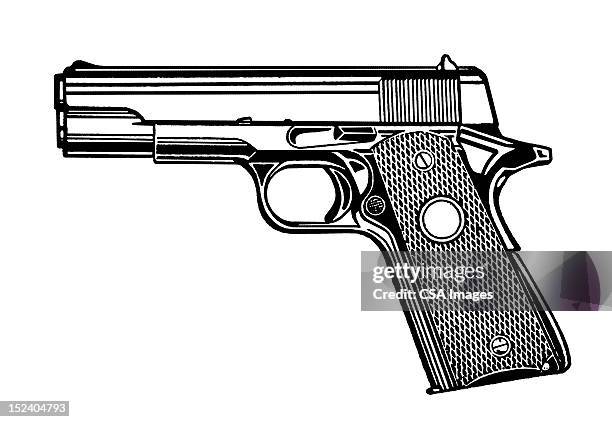 ilustraciones, imágenes clip art, dibujos animados e iconos de stock de pistola arma de mano - pistol