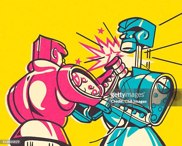 stockillustraties, clipart, cartoons en iconen met boxing robots - veldslag