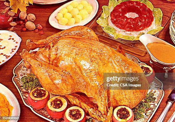 turkey dinner - old fashioned thanksgiving 幅插畫檔、美工圖案、卡通及圖標