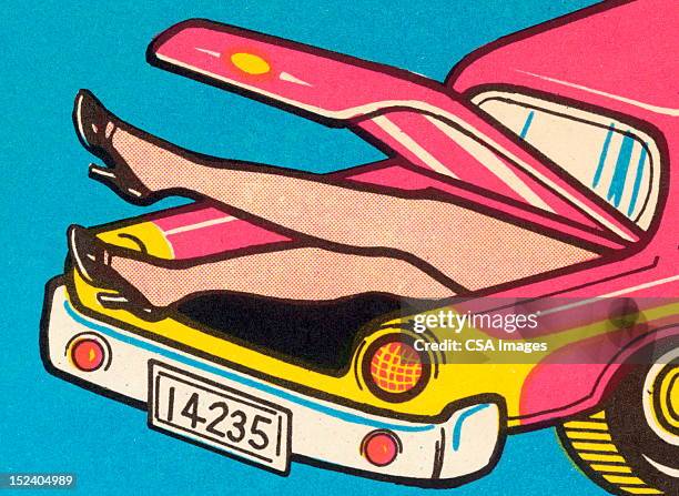 ilustraciones, imágenes clip art, dibujos animados e iconos de stock de woman's legs in maletero - tacones altos