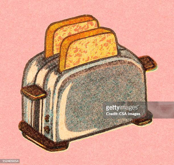 bread in toaster - breakfast stock illustrations