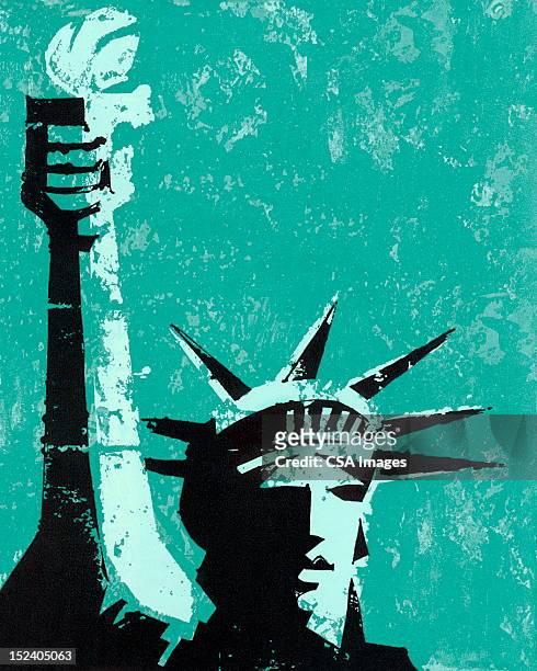 statue of liberty - immigrant stock illustrations